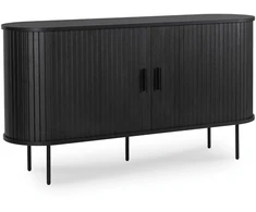 Mebel Elite Dviejų durų komoda su stumdomomis durelėmis, 140 cm, juoda