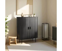 Mebel Elite Dviejų durų komoda su stumdomomis durimis, 100 cm, juoda