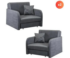 Fotelis Mebel Elite Foteliai-lovos VERO, 2 vnt., pilki