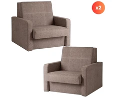 Mebel Elite Fotelis-lova MILAN 1, 2 vnt., smėlio spalvos