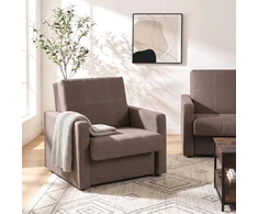 Mebel Elite Fotelis-lova MILAN 1, 2 vnt., smėlio spalvos