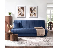 Mebel Elite Išskleidžiama sofa-lova, 191 cm, veliūrinė, tamsiai mėlyna