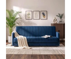 Mebel Elite Išskleidžiama sofa-lova, 198 cm, tamsiai mėlyna, veliūrinė