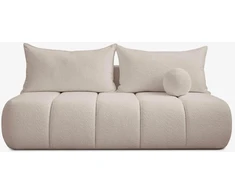 Mebel Elite Išskleidžiama sofa-lova SARIA, 207 × 86 cm, smėlio spalvos, bukle