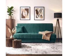 Mebel Elite Išskleidžiama sofa-lova SIGMA, žalia, veliūrinė
