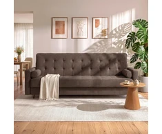 Mebel Elite Išskleidžiama sofa MALTA su patalynės dėže, 215 × 92 cm, ruda