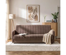 Mebel Elite Išskleidžiama sofa PORTO, miegamoji dalis 114 × 186 cm, ruda