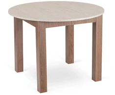 Mebel Elite Išskleidžiamas apvalus stalas HARRY, 102–142 cm, travertino ir riešuto „Nicea“ spalvų