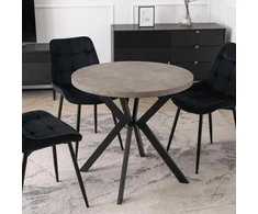 Mebel Elite Išskleidžiamas apvalus stalas, 80–160 cm, betono ir juodos spalvos