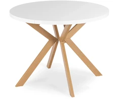 Fotelis Mebel Elite Išskleidžiamas apvalus stalas, 100–250 cm, baltas ir ąžuolo spalvos