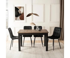 Mebel Elite Išskleidžiamas stalas, 120–160 cm, riešuto ir juodos spalvos