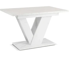 Mebel Elite Išskleidžiamas stalas, 120–160 cm, balto marmuro spalvos