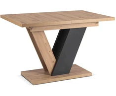 Mebel Elite Išskleidžiamas stalas CLARK, 120–160 cm, Artisan ąžuolo ir juodos spalvos