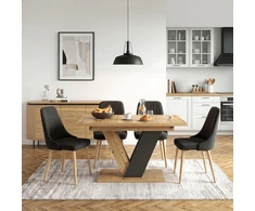 Mebel Elite Išskleidžiamas stalas CLARK, 120–160 cm, Artisan ąžuolo ir juodos spalvos