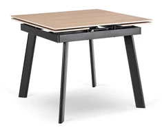 Mebel Elite Išskleidžiamas stalas LARES, keraminis stalviršis, 90–150 cm, ąžuolo ir juodos spalvos