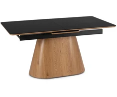 Mebel Elite Išskleidžiamas stalas LIZBONA, keramikinis, 160–200 cm, juodas ir ąžuolo spalvos
