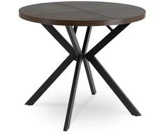 Mebel Elite Išskleidžiamas stalas LUGO, Ø 90 cm, ilgis išskleidus 190 cm, riešuto ir juodos spalvos