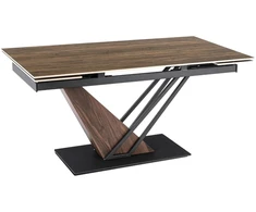 Mebel Elite Išskleidžiamas stalas REX, 160–220 cm, tamsiai rudas / juodas