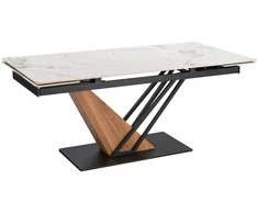 Mebel Elite Išskleidžiamas stalas REX 2, 180–240 cm, balto marmuro ir ąžuolo spalvos