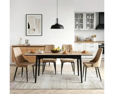 Mebel Elite Išskleidžiamas stalas SAMER, 120–160 × 80 cm, juodas / aukso ąžuolo