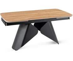 Mebel Elite Išskleidžiamas stalas su keraminiu stalviršiu, 160–240 cm, aukso ąžuolo / juodas