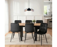 Mebel Elite Išskleidžiamas stalo ir 6 kėdžių komplektas, 80 × 80 cm, ąžuolo „Craft“ ir juodos spalvos