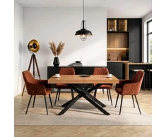Mebel Elite Išskleidžiamasis stalas HAMPTON, 160–240 × 90 cm, aukso ąžuolo / juodas