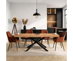 Mebel Elite Išskleidžiamasis stalas HAMPTON, 160–240 × 90 cm, aukso ąžuolo / juodas