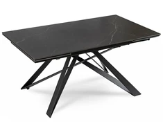 Mebel Elite Išskleidžiamasis stalas keraminiu stalviršiu, 160–240 cm, juodo marmuro spalvos