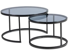 Mebel Elite Kavos staliukų rinkinys CARRERA MAX, 60 ir 70 cm, pilkas ir juodas
