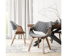 Fotelis Mebel Elite Kėdė LUISE su porankiais, 60,5 × 55 × 87 cm, pilka / riešuto spalvos