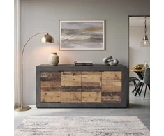 Mebel Elite Komoda, 180 cm, tamsaus ąžuolo ir juoda
