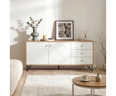 Mebel Elite Komoda, 183 cm, „Artisan“ ąžuolo ir balta
