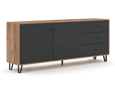Mebel Elite Komoda BACARDI, 183 cm, ąžuolo „Craft Tobacco“ ir grafito spalvų