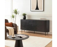 Mebel Elite Komoda BECK, 3 durelių, 160 cm, juoda
