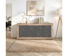 Mebel Elite Komoda BLAGO, 180 cm, juodos ir neapdoroto ąžuolo spalvų