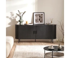 Mebel Elite Komoda TRISH, 2 stumdomos durelės, 180 cm, ąžuolo ir juodos spalvos