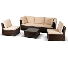 Mebel Elite Lauko baldų komplektas CALIENTE, rudas ir smėlio spalvos