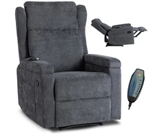 Mebel Elite Masažinis atlošiamas fotelis SEBASTIAN, tamsiai pilkas