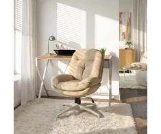 Mebel Elite Poilsio fotelis MESA, pasukamas 360°, 75 × 90 × 100 cm, smėlio spalvos