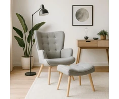 Mebel Elite Poilsio fotelis su kojų atrama LOZANO 2, 68,5 × 73,5 × 96 cm, pilkas