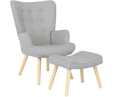 Mebel Elite Poilsio fotelis su kojų atrama LOZANO 2, 68,5 × 73,5 × 96 cm, pilkas