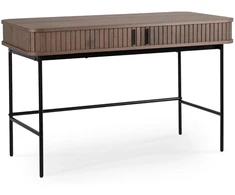 Mebel Elite Rašomasis stalas rievėtu stalviršiu, 120 × 60 cm, riešutmedžio ir juodos spalvos