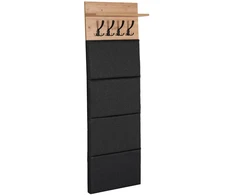 Mebel Elite Sieninė kabykla su 5 kabliukais ir lentyna, 50 cm, Artisan ąžuolo / grafito