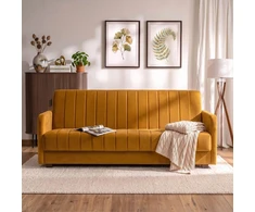 Mebel Elite Sofa-lova PORTO, miegamoji vieta 114 × 186 cm, garstyčių spalvos velūrinė