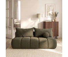Mebel Elite Sofa-lova SARIA, 207 × 86 cm, alyvuogių spalvos, buklė audinys