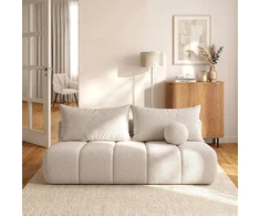 Mebel Elite Sofa-lova SARIA, miegamoji dalis 207 × 140 cm, kreminė