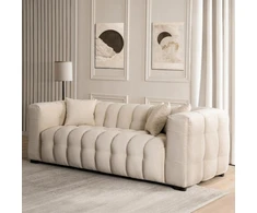 Mebel Elite Trivietė sofa, 235 × 105 × 77 cm, kreminė