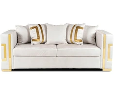 Mebel Elite Trivietė sofa PALLAZO, 170 × 70 × 47 cm, kreminės ir auksinės spalvos