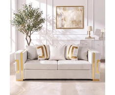 Mebel Elite Trivietė sofa PALLAZO, 170 × 70 × 47 cm, kreminės ir auksinės spalvos